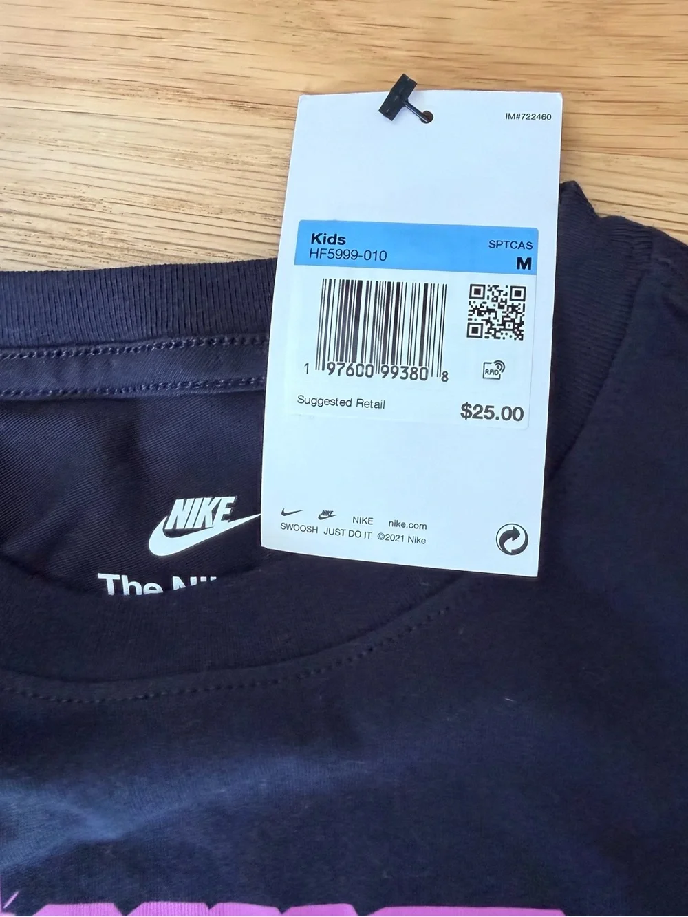 Nike Black Tee with White Logo Print